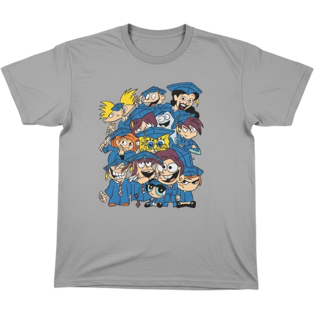Comfort Colors AHS Seniors 2019 Cartoon Mashup T-Shirt Large Grey Spongebob Y2K
